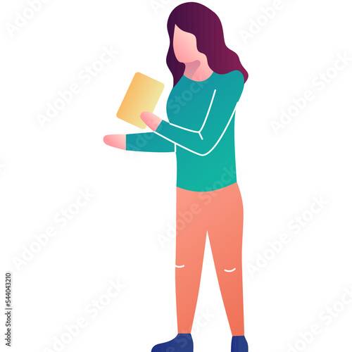 Business woman holding envelop vector flat icon