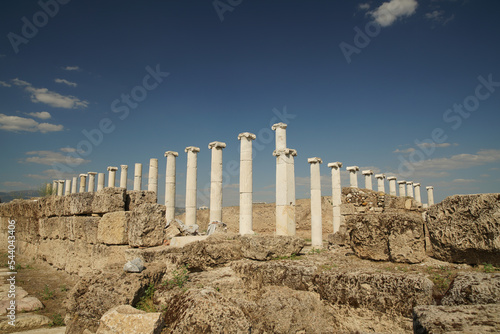 Columns in Laodicea on the Lycus Ancient City in Denizli, Turkiye photo