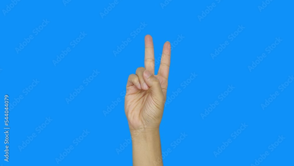 counting hand sign blue background with chroma key
counting hand sign blue background with chroma key