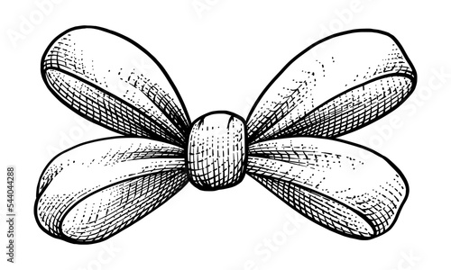 Ribbon drawn in engraved or vintage style