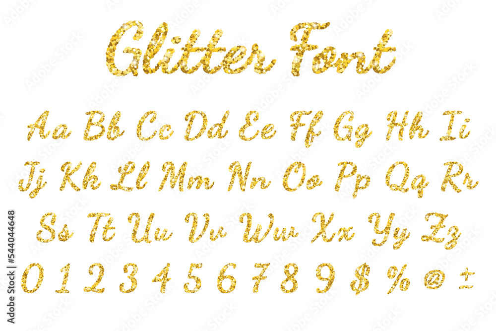 Gold sparkling glitter font isolated PNG Stock Illustration Adobe Stock
