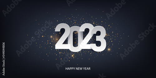 Happy new year 2023 background. Holiday greeting card design. Vector illustration.