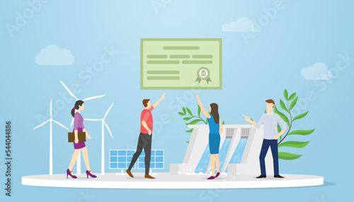 green bond government concept with people and some green energy with modern flat style