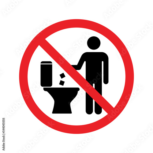 Do not throw trash paper in the toilet symbol isolated PNG