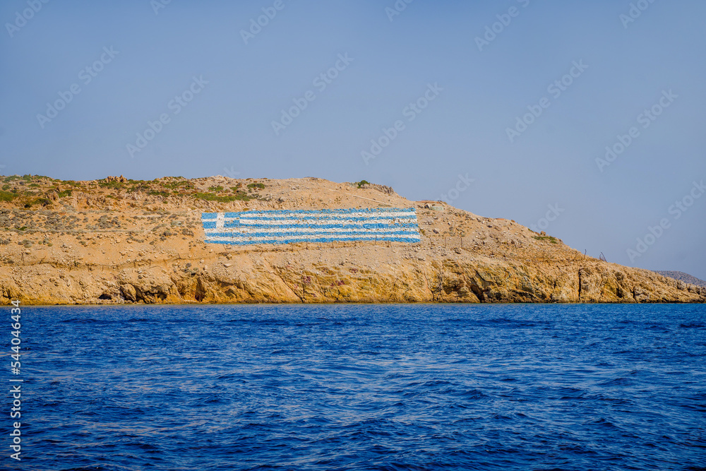 grecja flaga unia - obrazy, fototapety, plakaty 