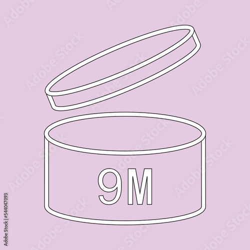 9m period after opening pao icon sign flat style design vector illustration isolated white background. 9 month day expiration period after opening.