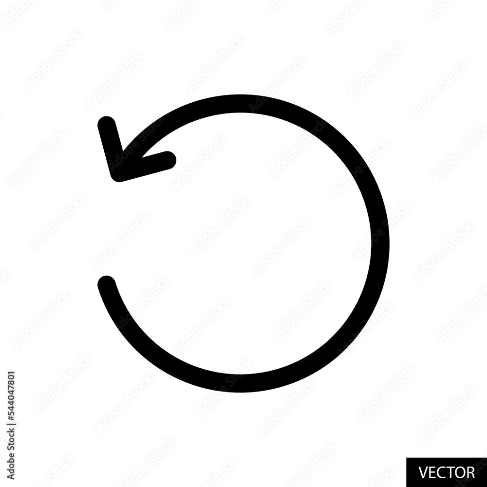 Undo button vector icon in line style design for website design, app, UI, isolated on white background. Editable stroke. Vector illustration. Undo button vector icon in line style design for website design, app, UI, isolated on white background. Editable stroke. Vector illustration.
