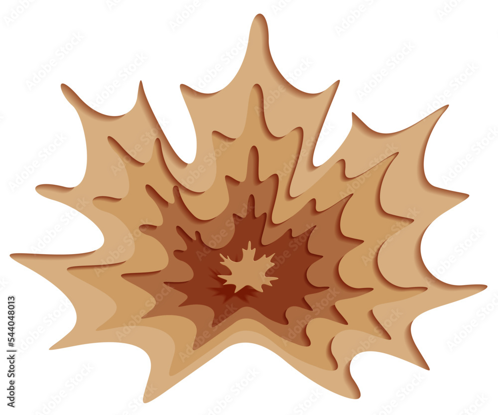 Autumn maple leaf paper cut art. Isolated vector illustration in brown colors. Concept design for cards, posters, flyers, stickers. Autumn maple leaf paper cut art. Isolated vector illustration in brown colors. Concept design for cards, posters, flyers, stickers.