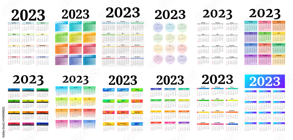 Calendar for 2023 isolated on a white background Calendar for 2023 isolated on a white background