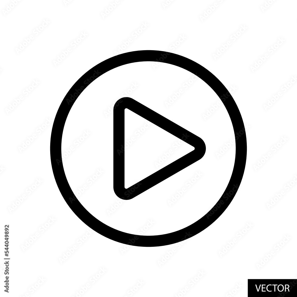 Play button in circle vector icon in line style design for website design, app, UI, isolated on white background. Editable stroke. Vector illustration. Play button in circle vector icon in line style design for website design, app, UI, isolated on white background. Editable stroke. Vector illustration.