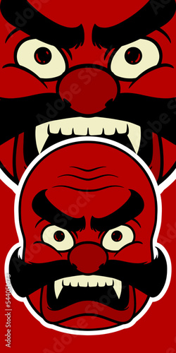 Big red Japanese mask eleme...