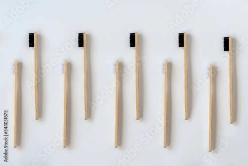 bamboo tooth brushes isolated on white background. Eco friendly concept