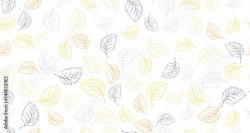 Linden, birch or basil leaves outline vector seamless pattern graphic design.