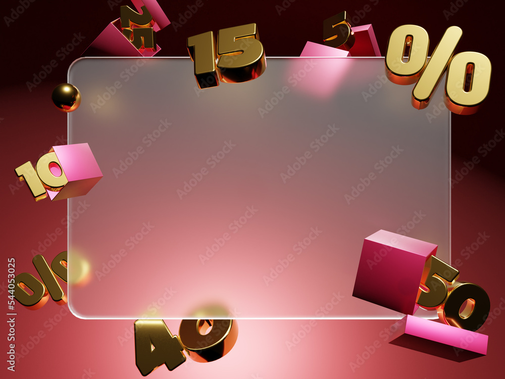 Matte card design with discount boxes around the red color. 3d render template. Matte card design with discount boxes around the red color. 3d render template.