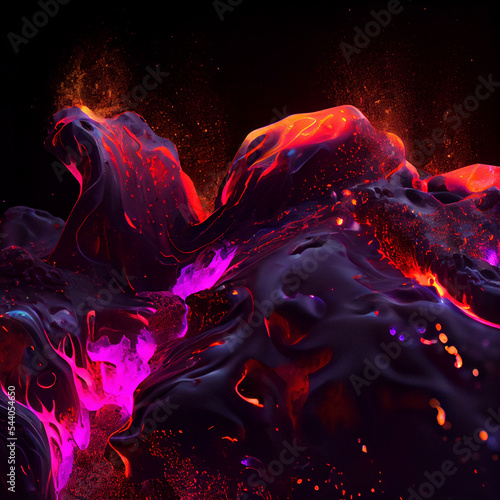 Abstract colorful lava black background. 