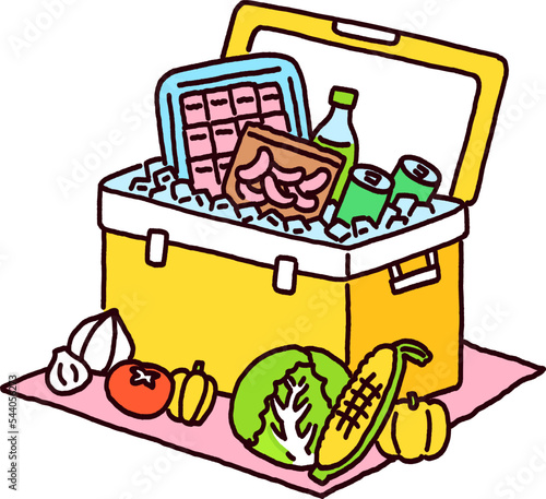 Cooler box filled with materials