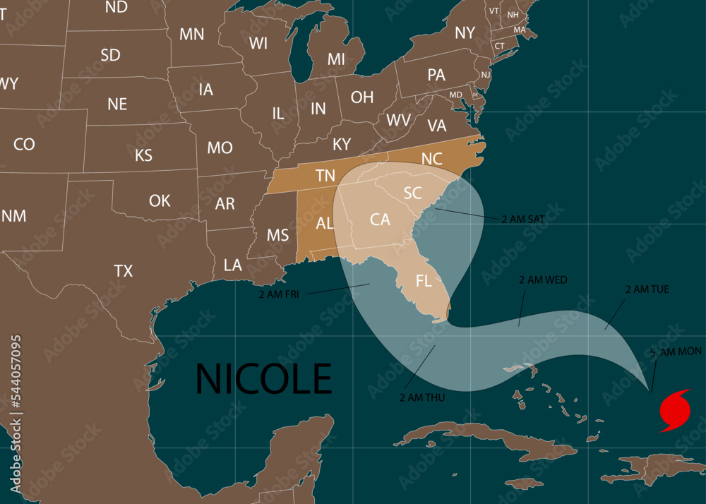 Φωτογραφία Hurricane Nicole moved Florida