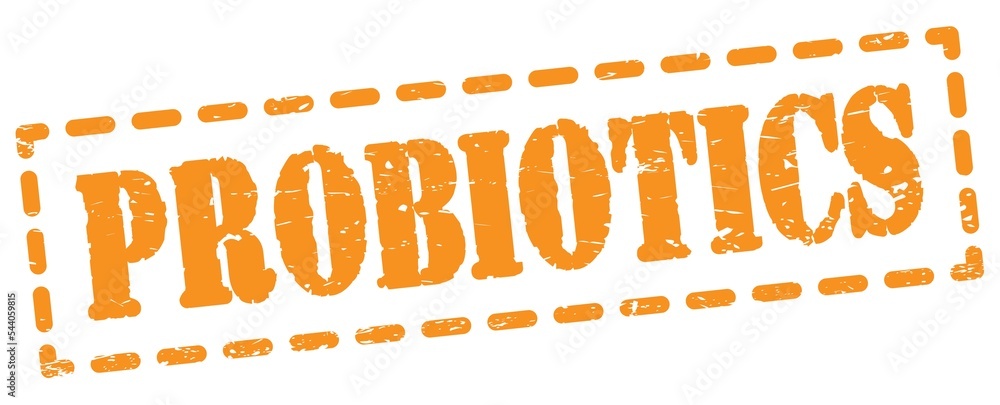 PROBIOTICS text written on orange stamp sign. PROBIOTICS text written on orange stamp sign.