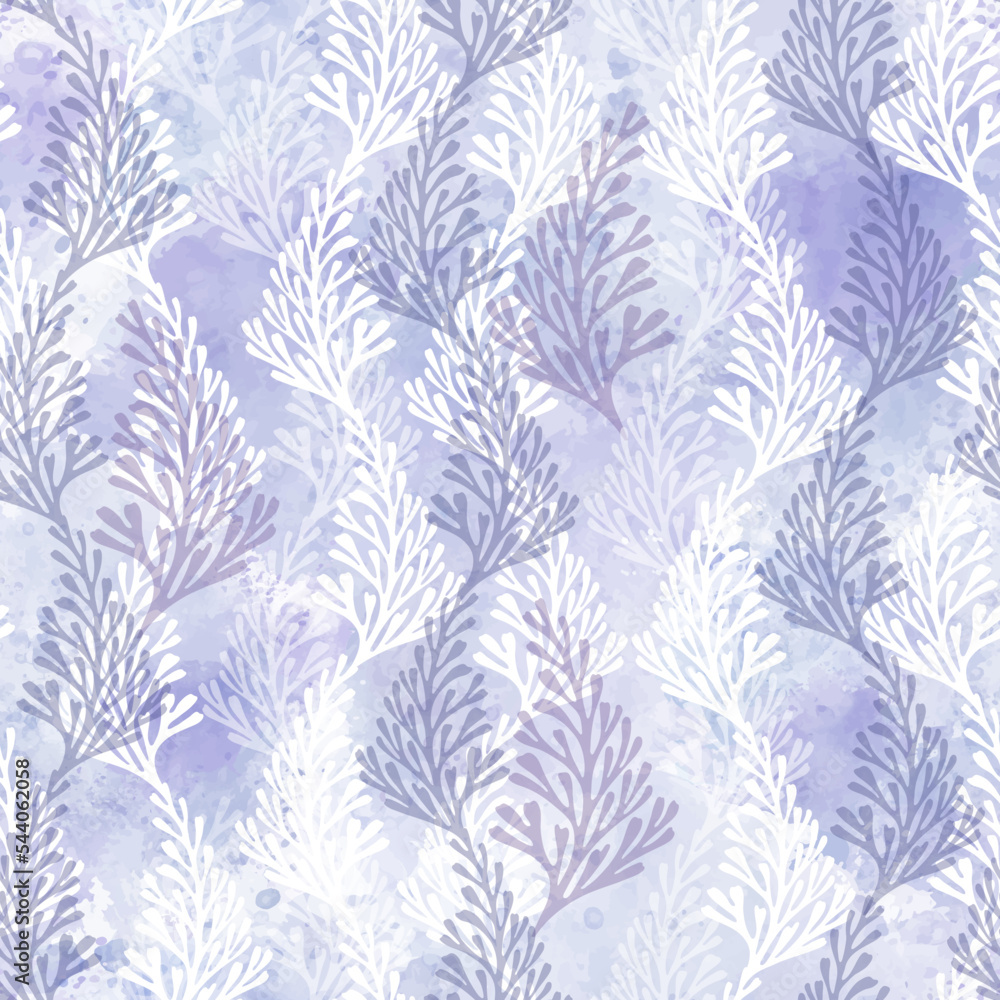 Abstract floral background. Seamless pattern with hand drawn branches on lilac watercolor background. Vector. Perfect for wallpaper, wrapping, fabric and textile. Abstract floral background. Seamless pattern with hand drawn branches on lilac watercolor background. Vector. Perfect for wallpaper, wrapping, fabric and textile.