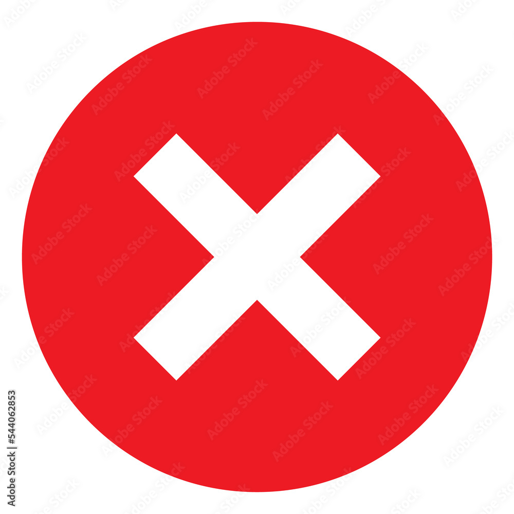 Cross mark flat icon. Vector illustration. Deny and error sign in circle. Vector logo for web design and infographic isolated on white background Cross mark flat icon. Vector illustration. Deny and error sign in circle. Vector logo for web design and infographic isolated on white background