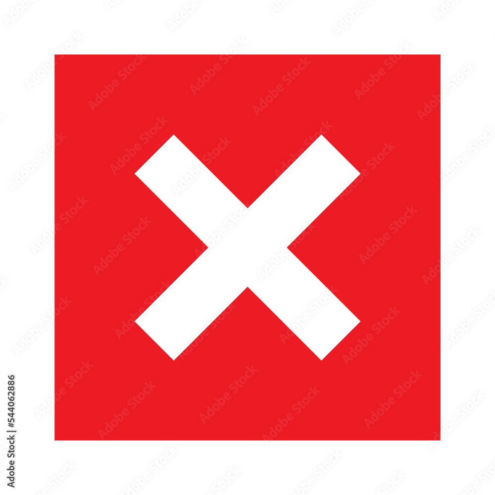 Obraz premium Cross mark flat icon. Vector illustration. Deny and error sign in box. Vector logo for web design and infographic isolated on white background