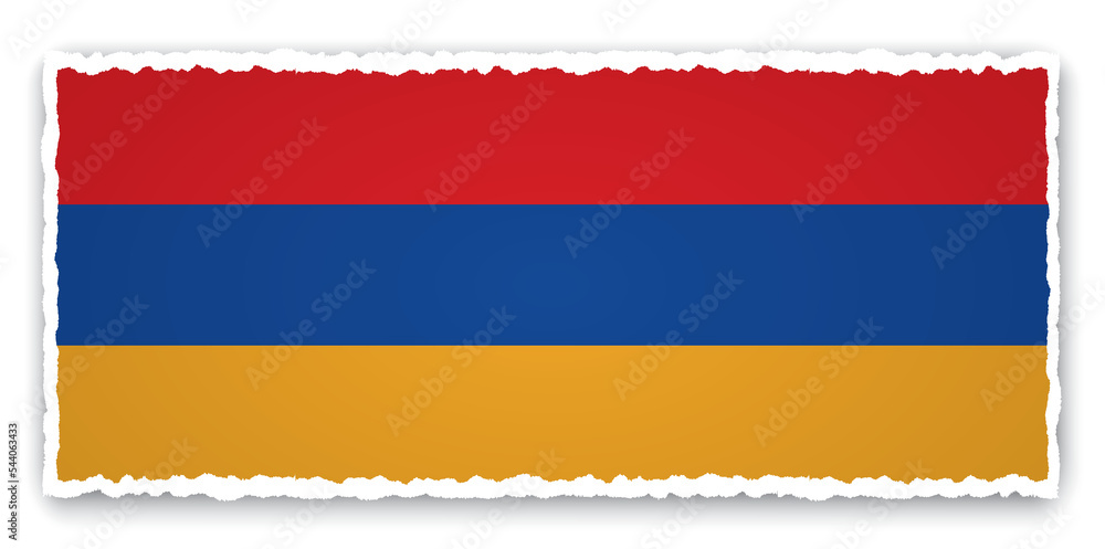 vector illustration of torn paper banner with flag of Armenia on ...