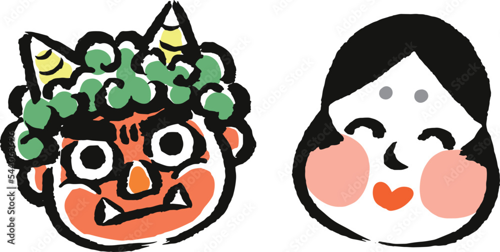 鬼とお多福のお面 切り絵 – 鬼 お面 色付き 無料 : 切り紙の型紙☆一覧 – GAWLGL