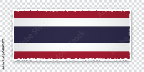 vector illustration of torn paper banner with flag of Thailand on transparent background