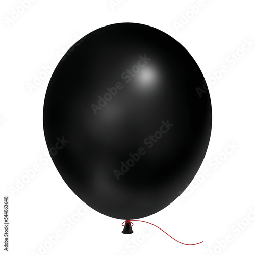 Black balloon isolated on white background. Vector 3d illustration.