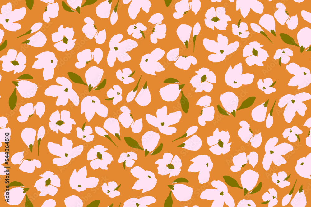 gentle bright tiny flowers pattern For autumn print dress - obrazy, fototapety, plakaty 