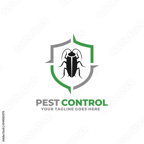Pest control cockroach logo design vector