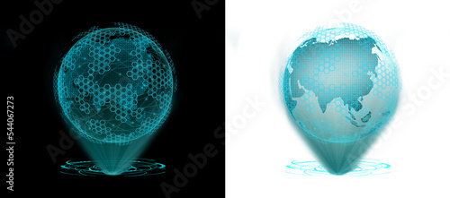 Fototapeta Naklejka Na Ścianę i Meble -  Global network connection. Internet technology concept.  hologram globe earth with hud circle	