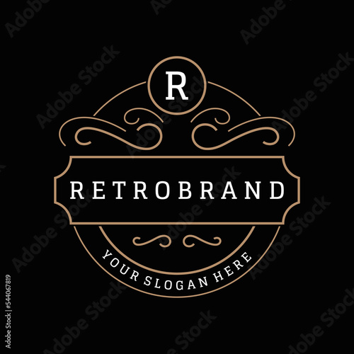 Minimalist and elegant ornament logo design. Luxury ornament logo template for business, wedding, badge, restaurant, hotel, boutique and fashion.
