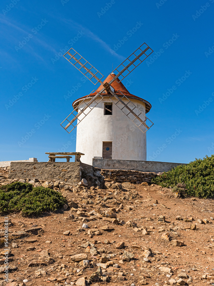 An ancient windmill at the northern tip of Cap Corse in Corsica, France An ancient windmill at the northern tip of Cap Corse in Corsica, France
