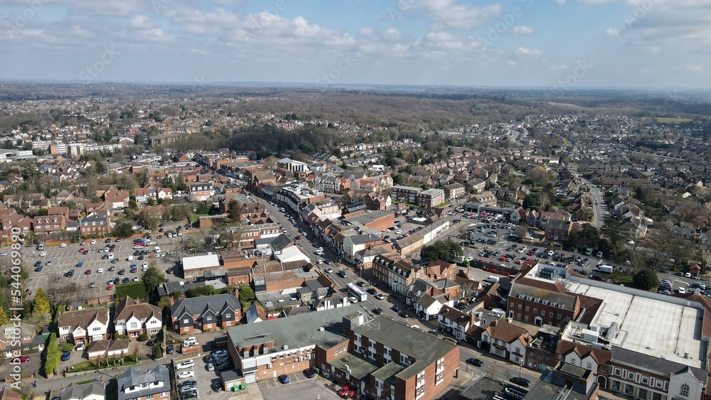 Billericay  Essex UK town centre High street done Aerial