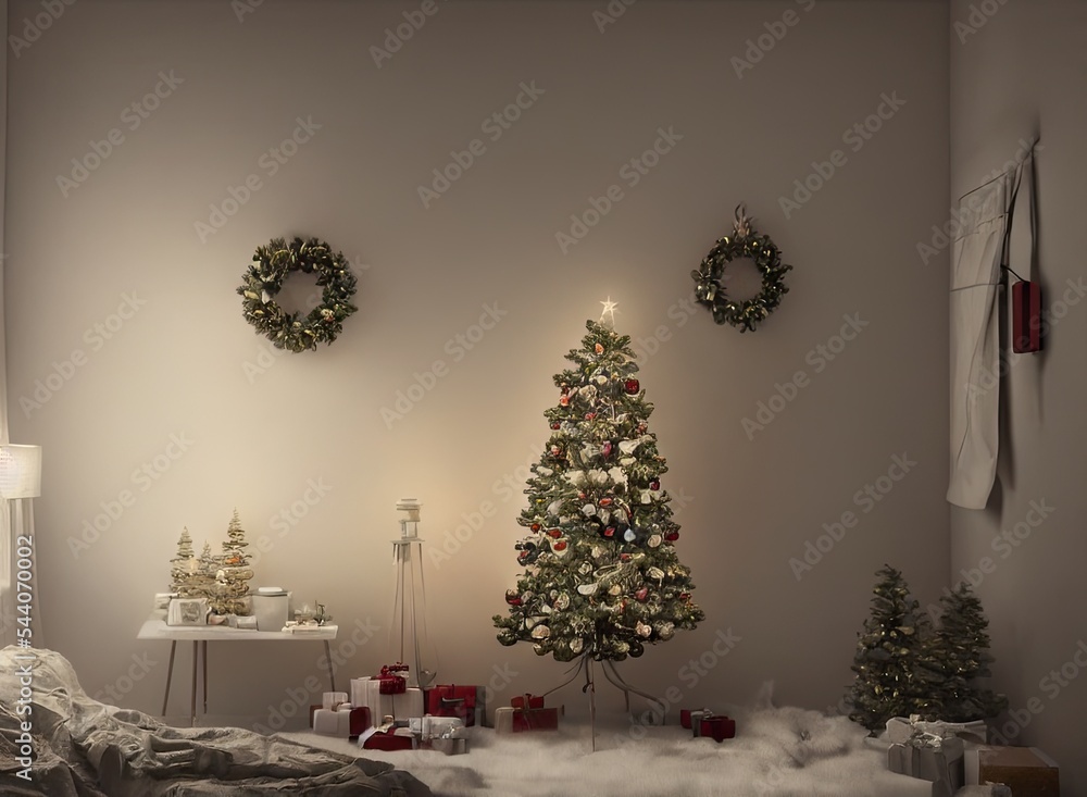 christmas living room and presents