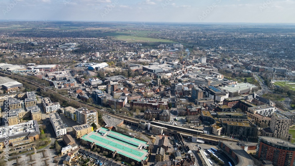 Fototapeta premium Chelmsford city centre Essex UK Aerial drone