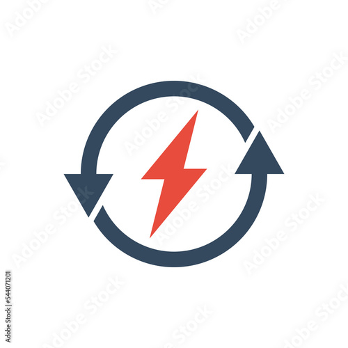 energy or electricity symbol with two rounder arrow