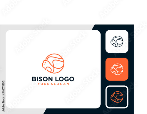 bison logo design with line art and animals