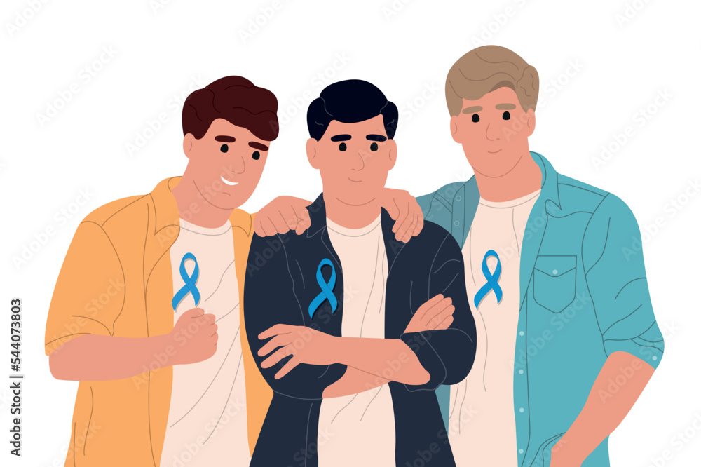 Prostate cancer awareness ribbon with. A mans and a symbol of mens health. Flat vector illustration Prostate cancer awareness ribbon with. A mans and a symbol of mens health. Flat vector illustration
