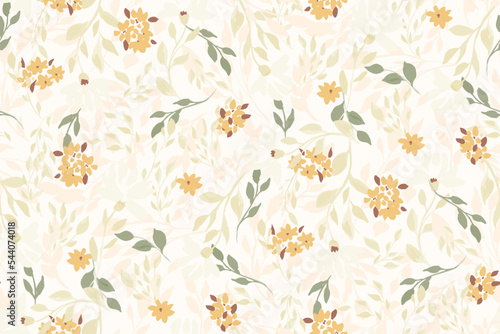 Beautiful floral motif. flowers intertwined in a seamless pattern on a gentle background