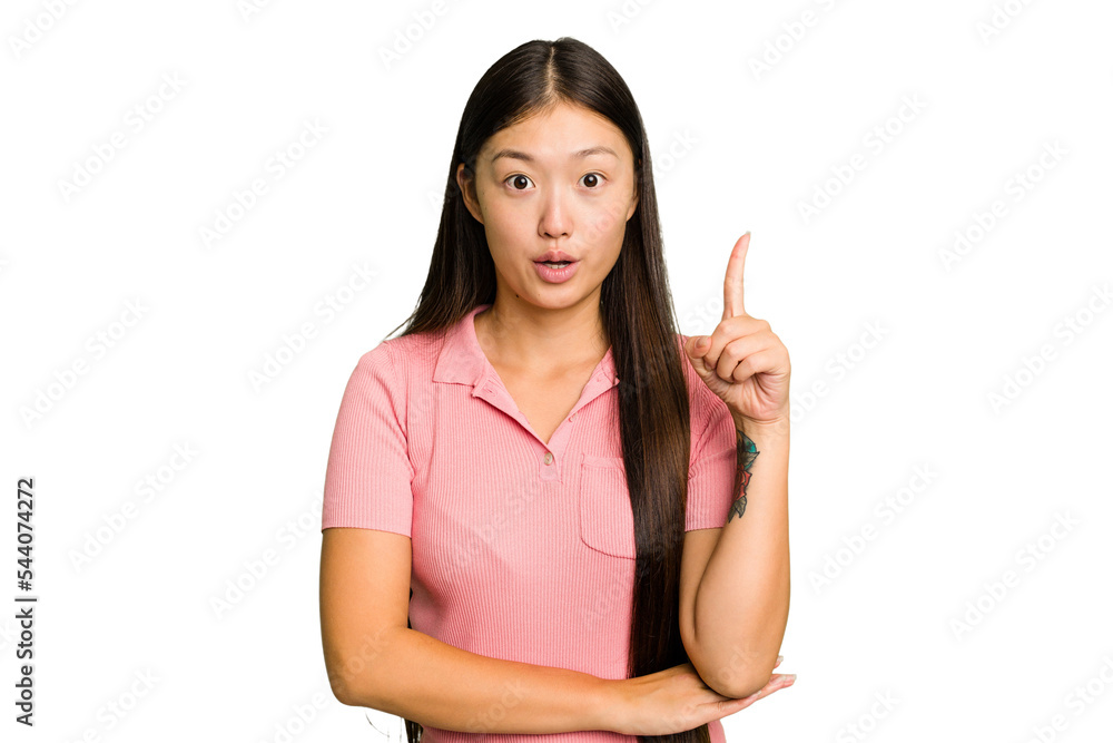 Young Asian woman isolated having some great idea, concept of creativity. Young Asian woman isolated having some great idea, concept of creativity.