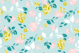 Beautiful floral motif. roses intertwined in a seamless pattern on a gentle background