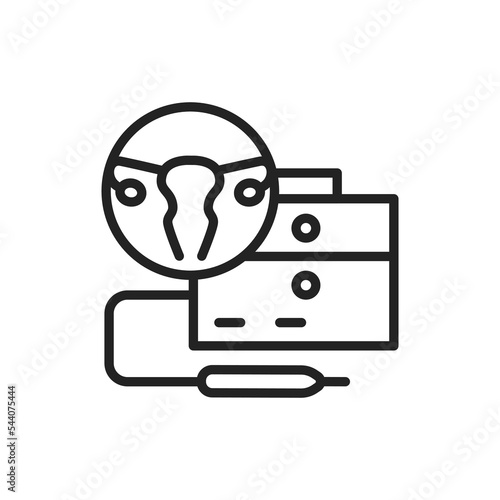 Laser treatment cervical pathology color line icon. Outline pictogram for web page.