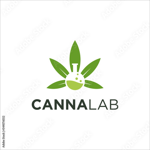 cannabis hemp marijuana and lab abstract logo