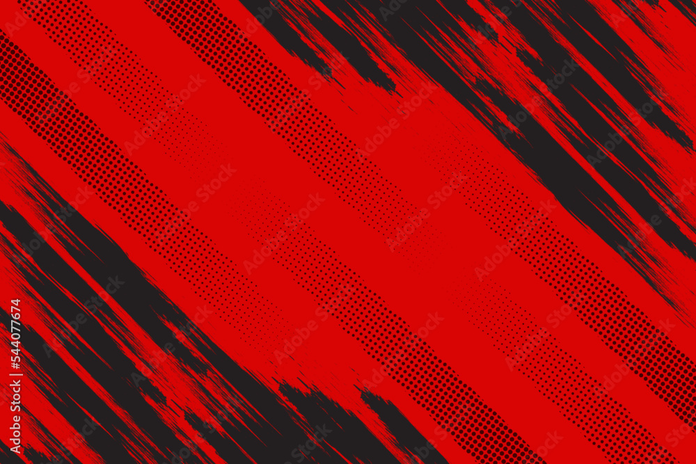 Fototapeta premium Black and red abstract grunge texture with halftone background