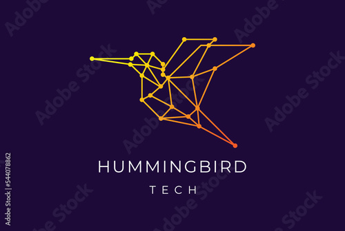 Hummingbird Colibri Bird Digital Electronic Circuit Chip for Smart Tech Logo