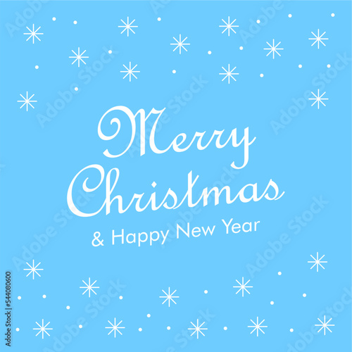merry christmas text with snowflake on blue background vector stock