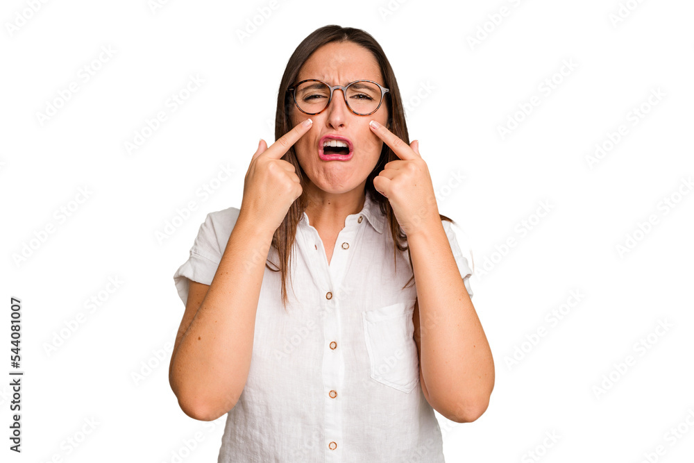 Young caucasian cute woman isolated crying, unhappy with something, agony and confusion concept. Young caucasian cute woman isolated crying, unhappy with something, agony and confusion concept.