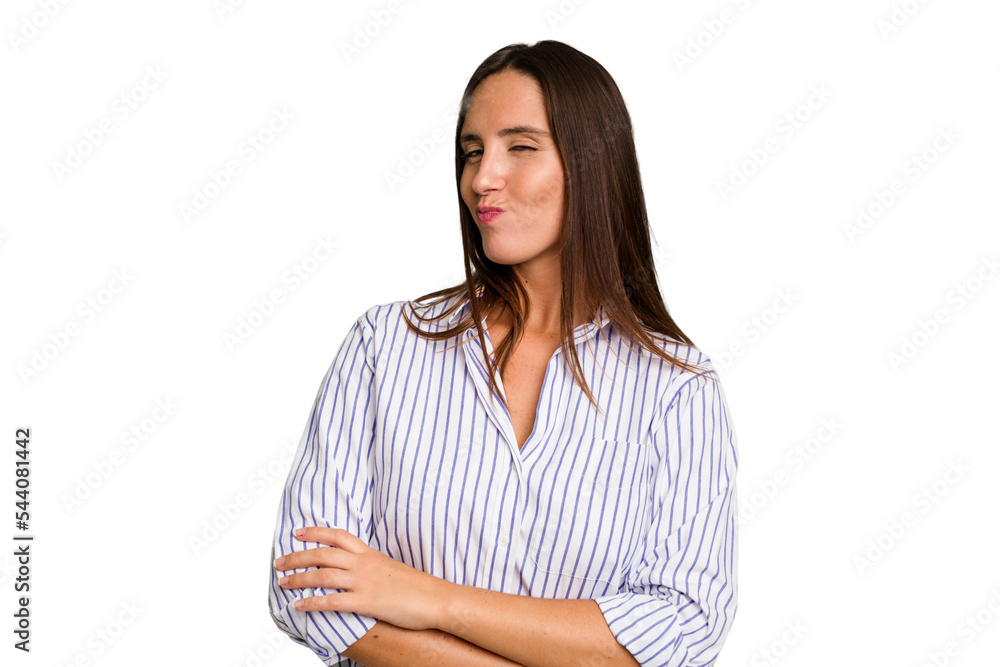 Young caucasian cute woman isolated unhappy looking in camera with sarcastic expression. Young caucasian cute woman isolated unhappy looking in camera with sarcastic expression.